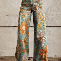 Eleanor | Wide Leg Jeans with Bold Floral Print for Women - Image 1