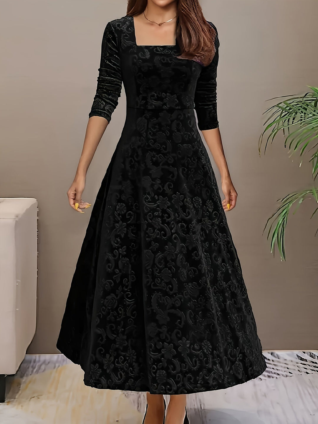 Bethany | Women’s Graceful Floral Design Midi Dress - Image 5