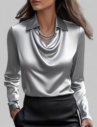 Scarlett | Women’s Elegant Long Sleeve Satin Blouse - Image 2