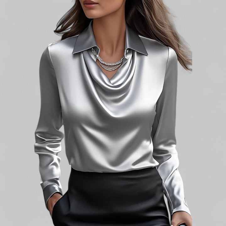 Scarlett | Women’s Elegant Long Sleeve Satin Blouse - Image 2