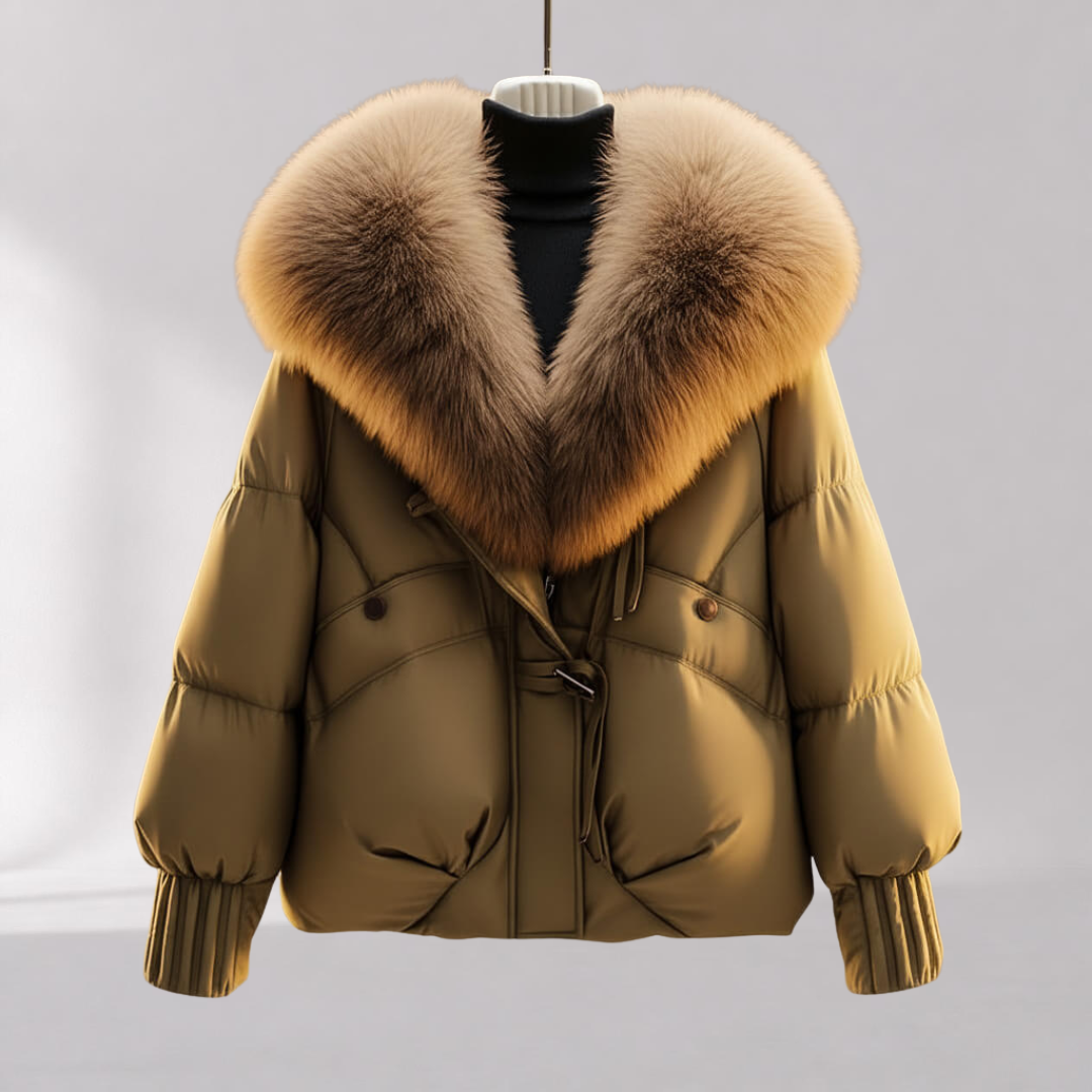 Women’s Winter Coat with Oversized Plush Collar
