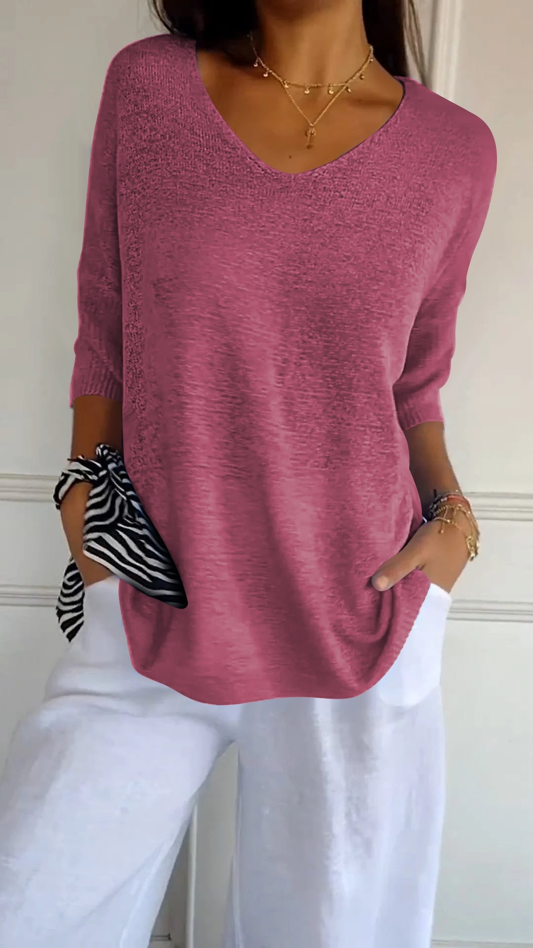 Ella | Women’s Comfy Casual V-Neck Pullover Top - Image 5
