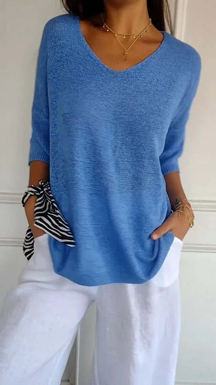Ella | Women’s Comfy Casual V-Neck Pullover Top - Image 2