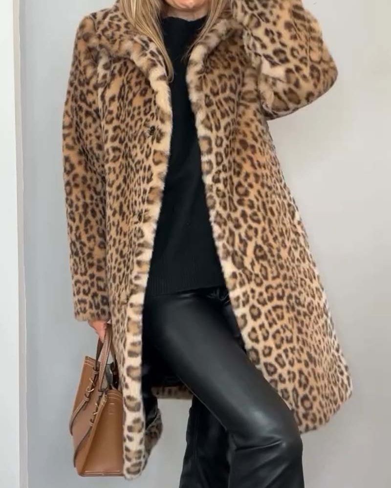 Women’s Leopard Print Coat – Soft Handle Fabric