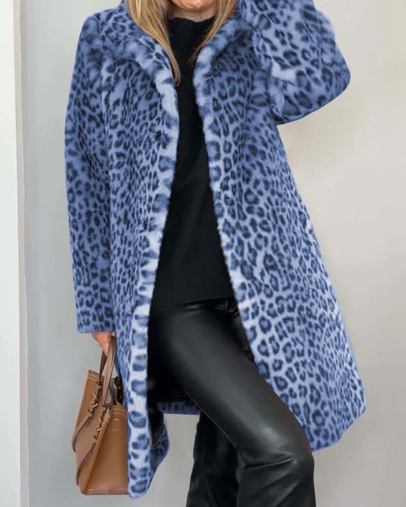 Women’s Leopard Print Coat – Soft Handle Fabric