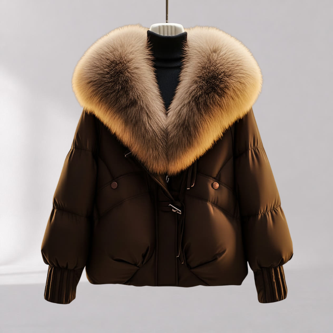 Women’s Winter Coat with Oversized Plush Collar