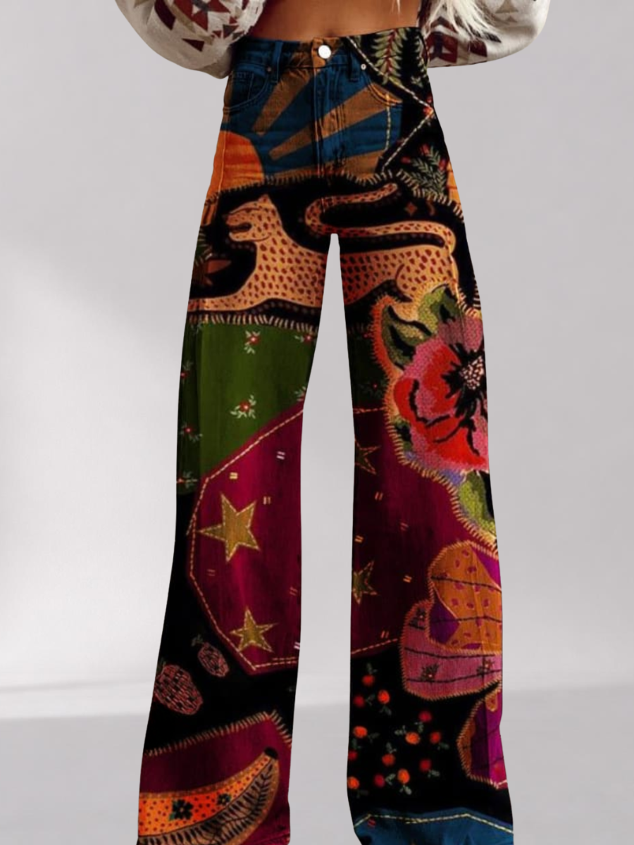 Women’s Boho Vintage Wide Leg Pants