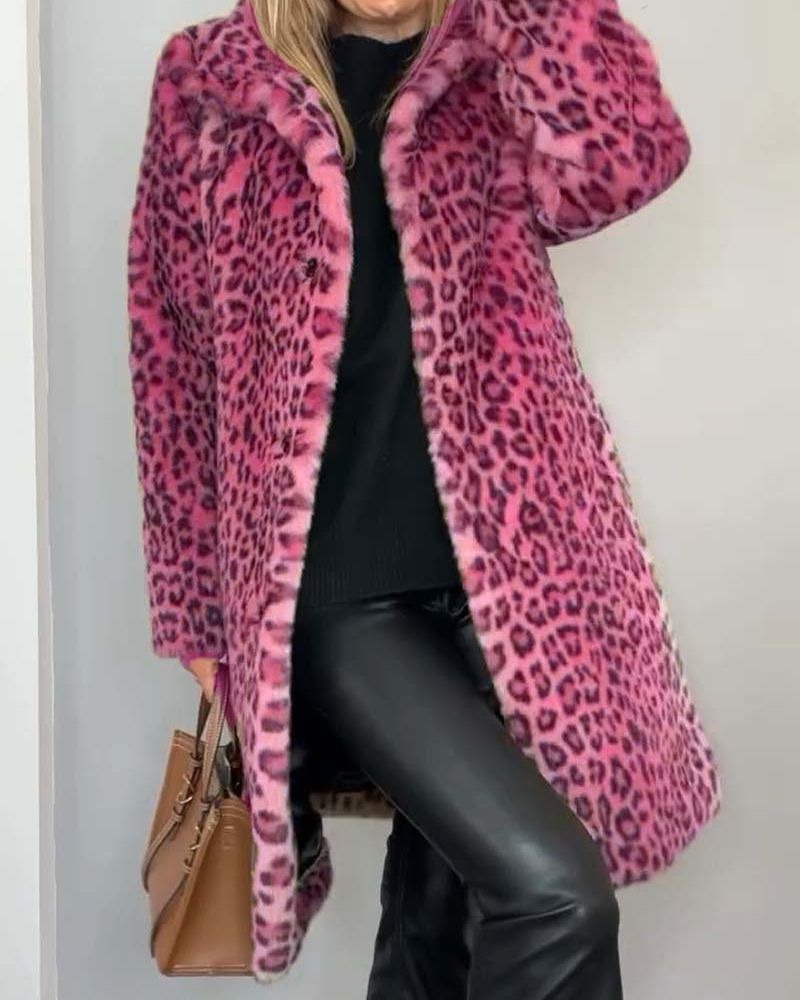 Women’s Leopard Print Coat – Soft Handle Fabric