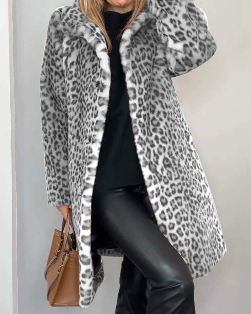 Women’s Leopard Print Coat – Soft Handle Fabric