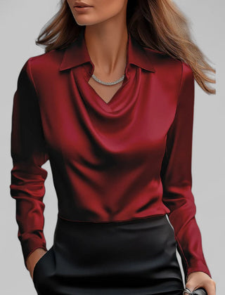 Scarlett | Women’s Elegant Long Sleeve Satin Blouse - Image 5