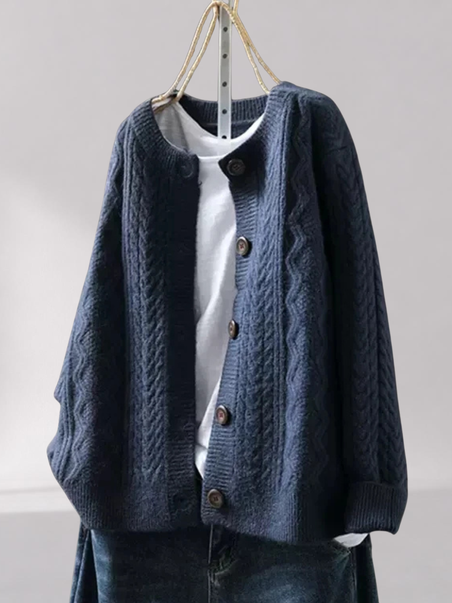 Women’s Cable Knit Cardigan – Relaxed Oversized Fit
