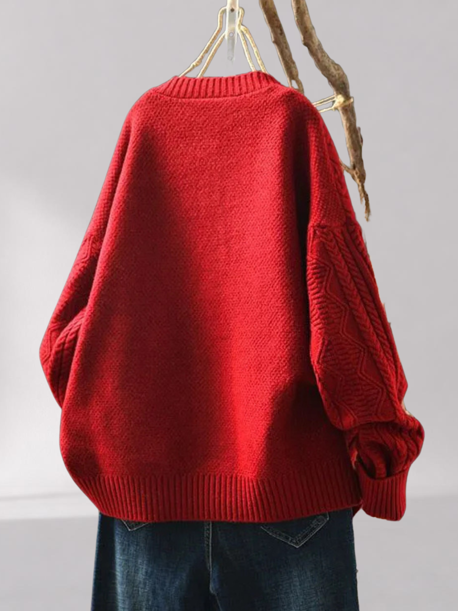 Women’s Cable Knit Cardigan – Relaxed Oversized Fit