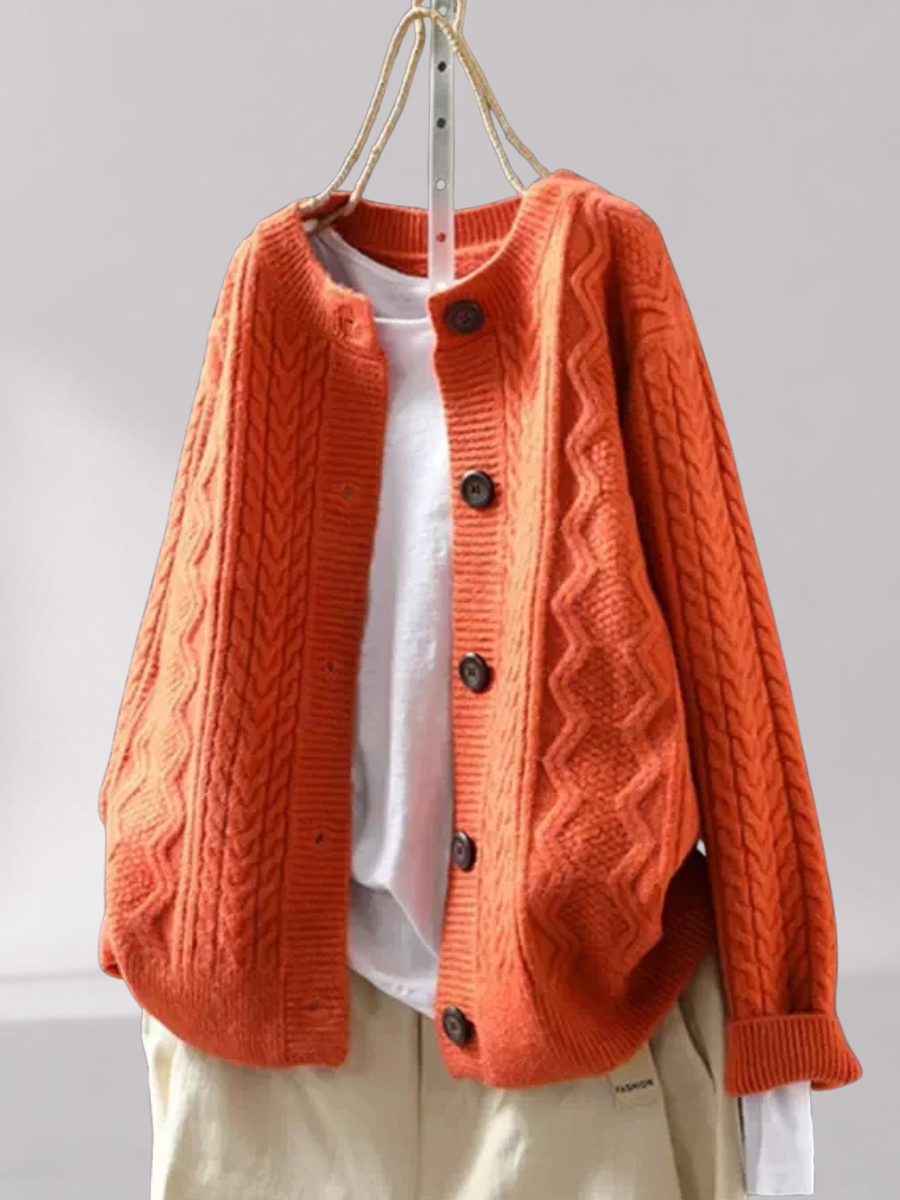 Women’s Cable Knit Cardigan – Relaxed Oversized Fit