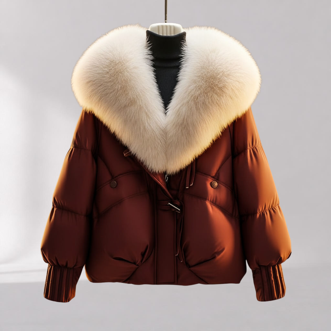 Women’s Winter Coat with Oversized Plush Collar