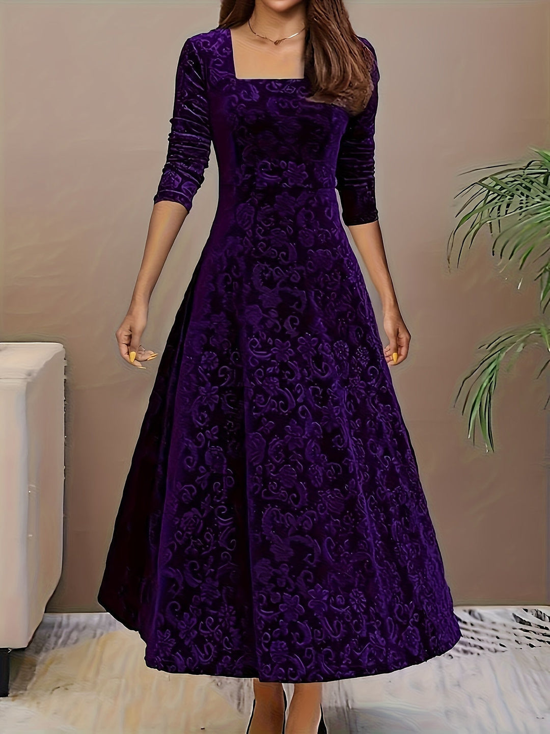 Bethany | Women’s Graceful Floral Design Midi Dress - Image 3