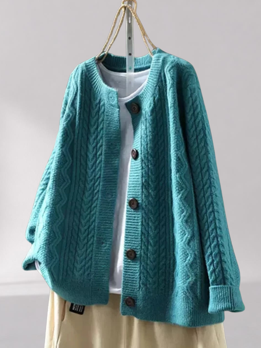Women’s Cable Knit Cardigan – Relaxed Oversized Fit