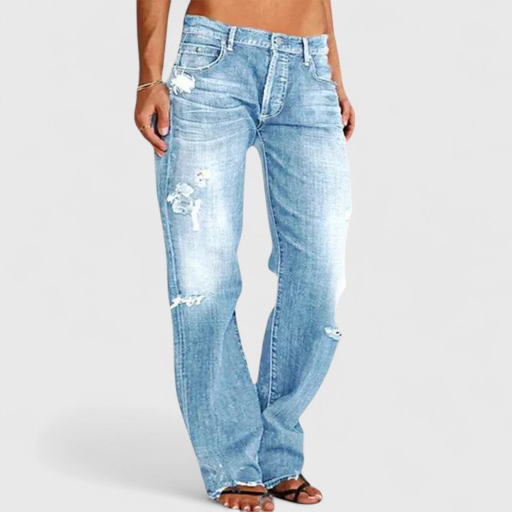Women's Low-Rise Wide-Leg Stretch Jeans