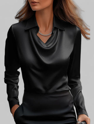 Scarlett | Women’s Elegant Long Sleeve Satin Blouse - Image 9