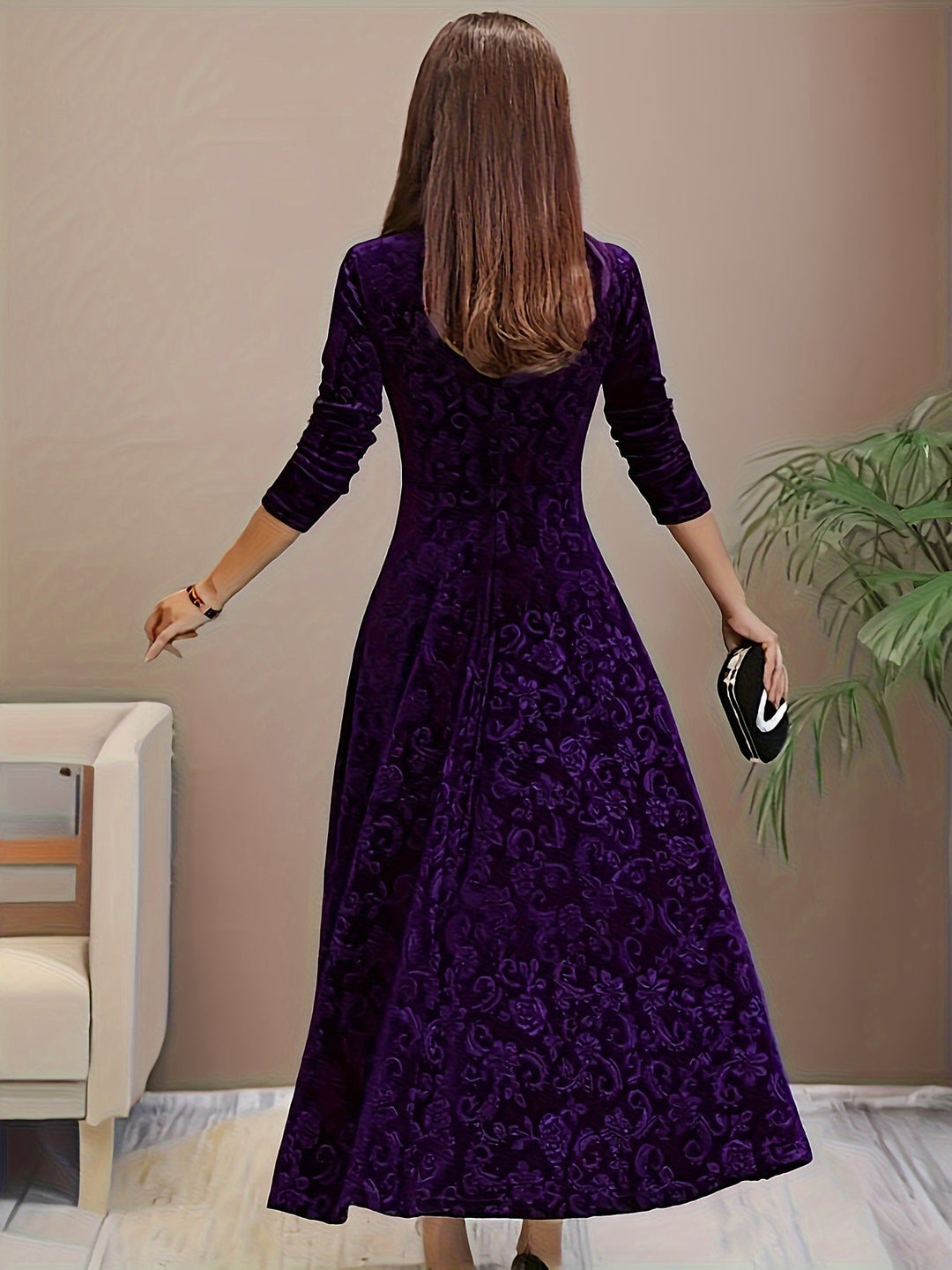 Bethany | Women’s Graceful Floral Design Midi Dress - Image 7