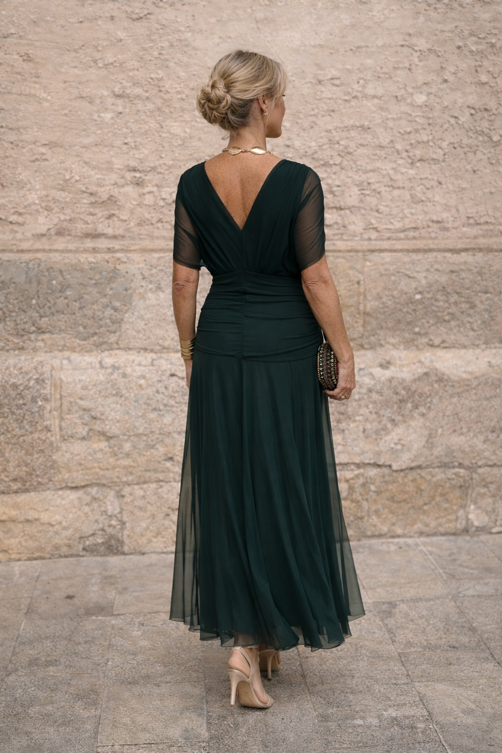 V-Neck Pleated Maxi Dress detail