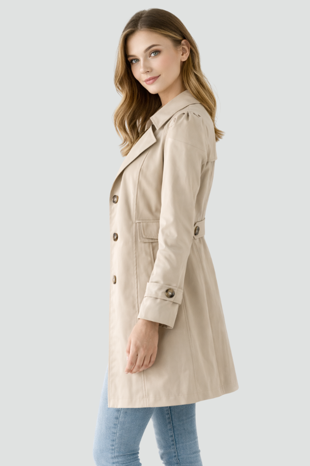 Women’s Lightweight Trench Coat – Classic Collar Slim Fit