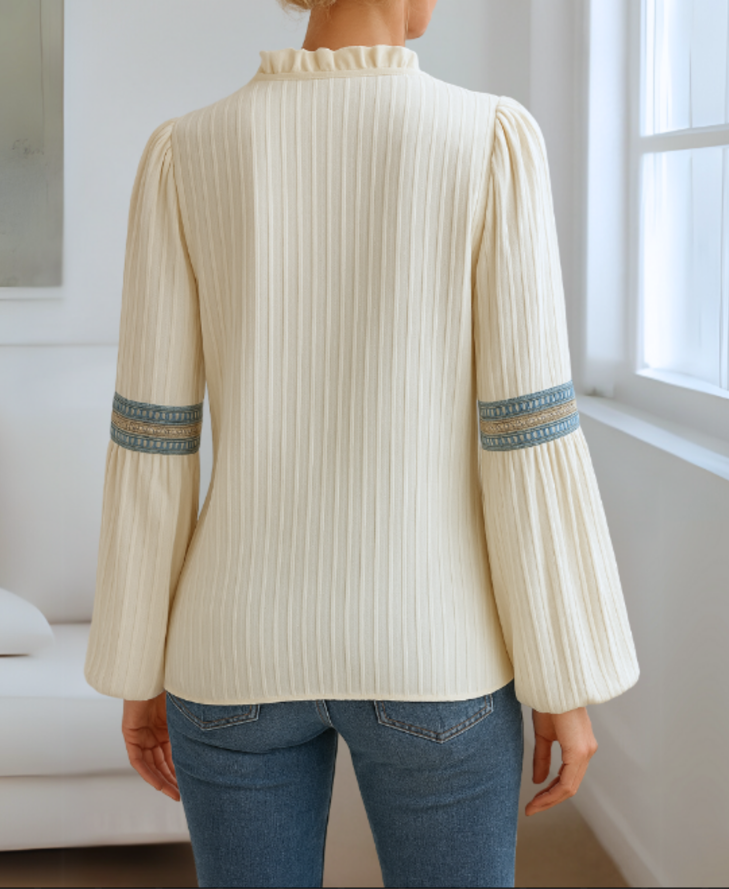Grace | Vintage V-Neck Blouse - Image 7