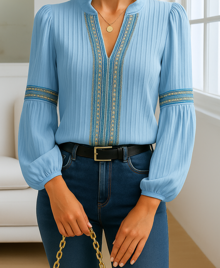 Grace | Vintage V-Neck Blouse - Image 13