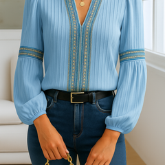 Grace | Vintage V-Neck Blouse - Image 8
