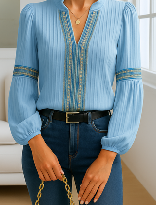 Grace | Vintage V-Neck Blouse - Image 8