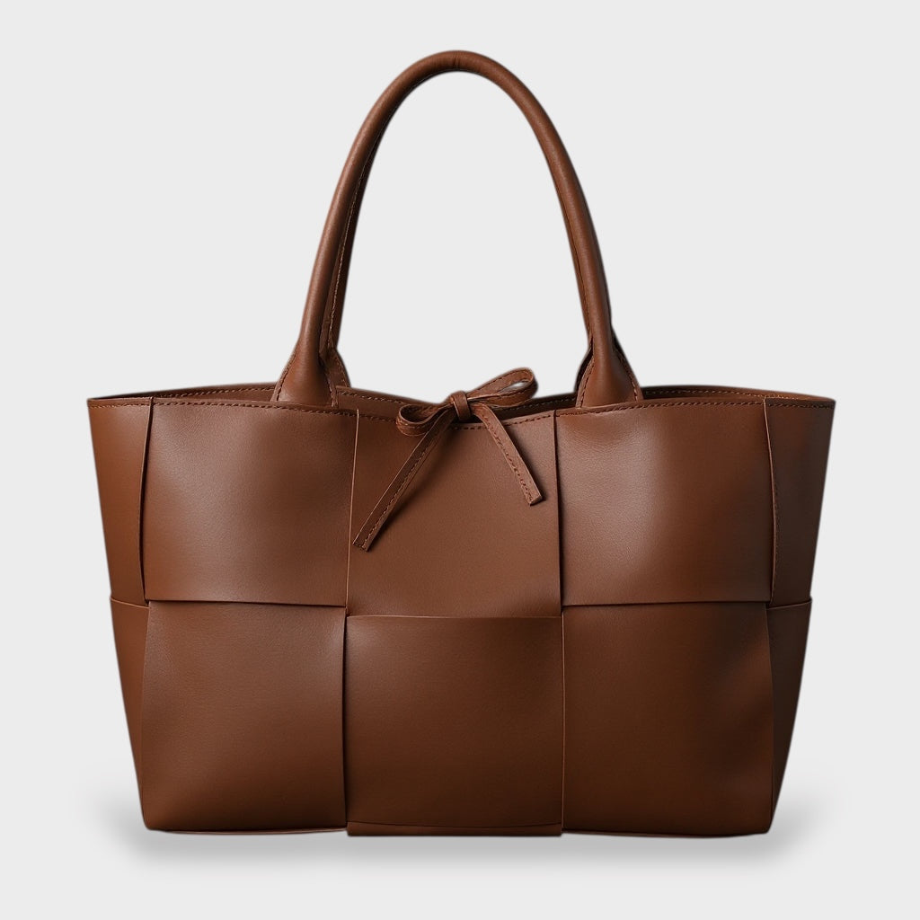 Women’s Oversized Vegan Leather Tote Bag – Bow Detail