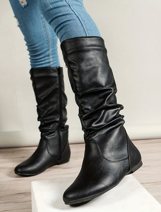 Lena | Women’s Brown Knee High Boots With Side Zip 0