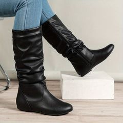 Lena | Women’s Brown Knee High Boots With Side Zip 4