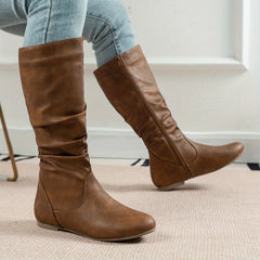 Lena | Women’s Brown Knee High Boots With Side Zip 6
