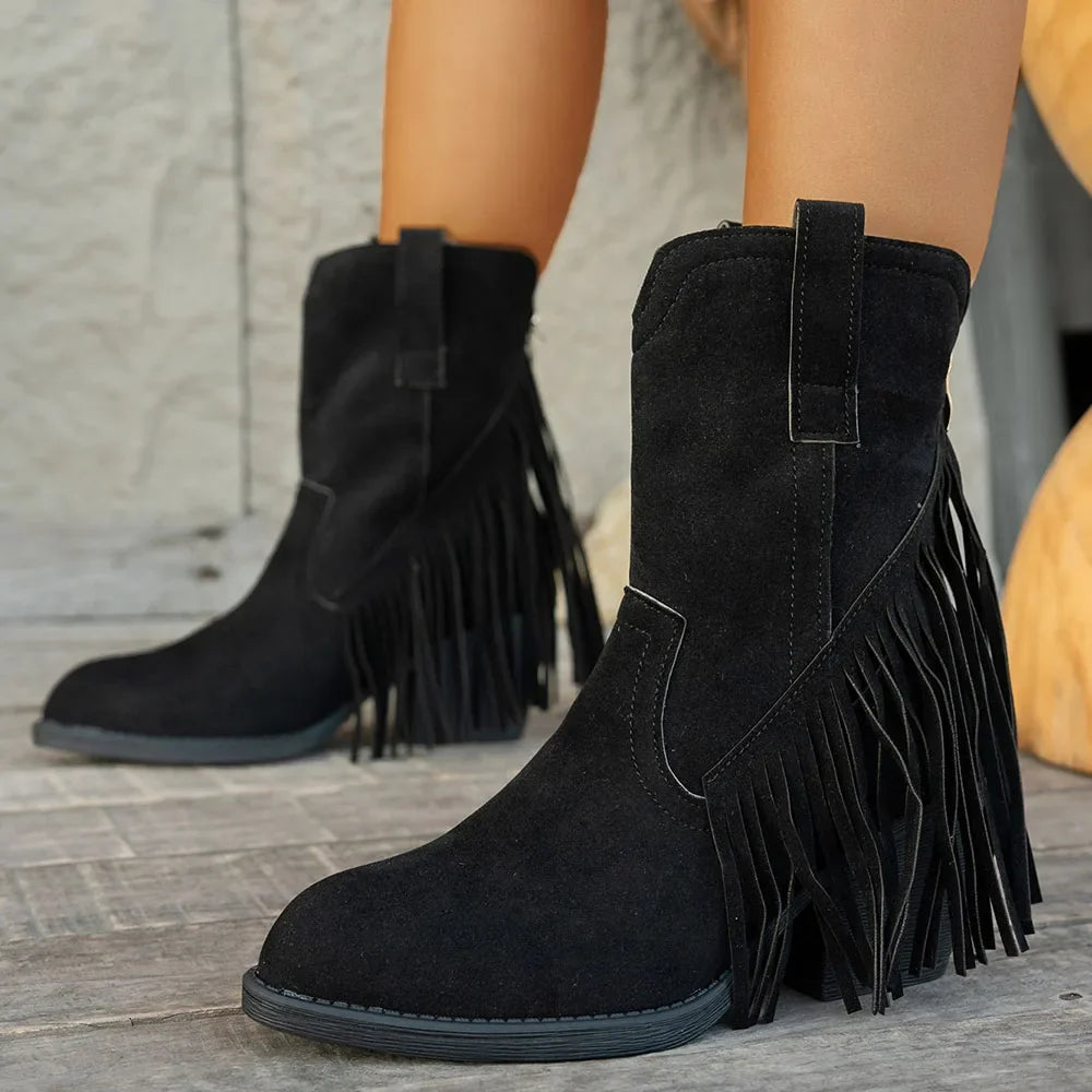 Lila | Women’s Wide Calf Fringe Cowgirl Boots With Side Zipper 5
