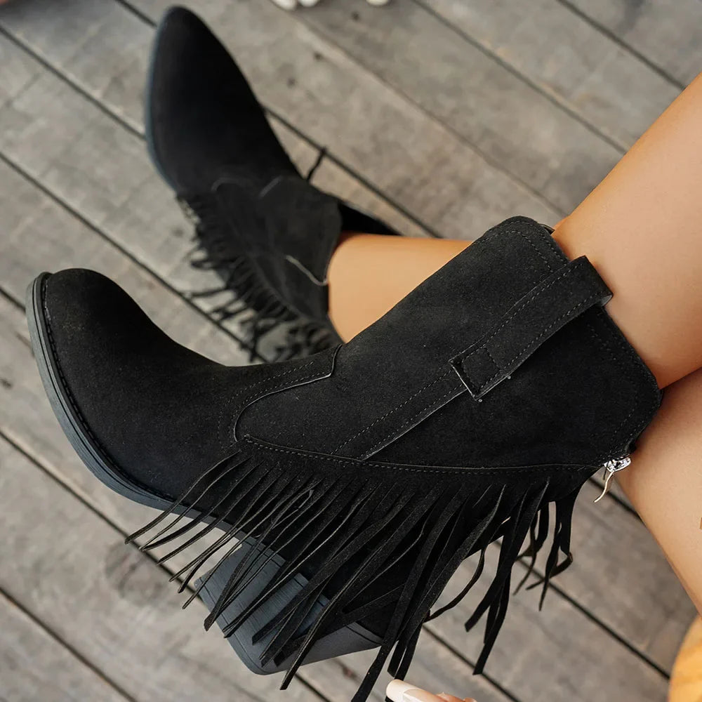Lila | Women’s Wide Calf Fringe Cowgirl Boots With Side Zipper 6