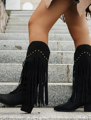 Lila | Women’s Wide Calf Fringe Cowgirl Boots With Side Zipper 7