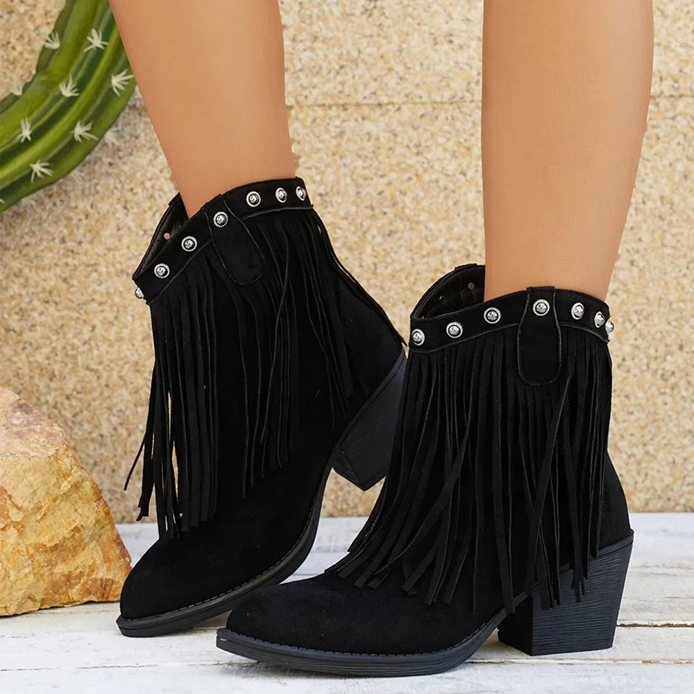 Lila | Women’s Wide Calf Fringe Cowgirl Boots With Side Zipper 8