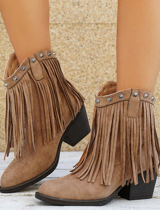 Lila | Women’s Wide Calf Fringe Cowgirl Boots With Side Zipper 9