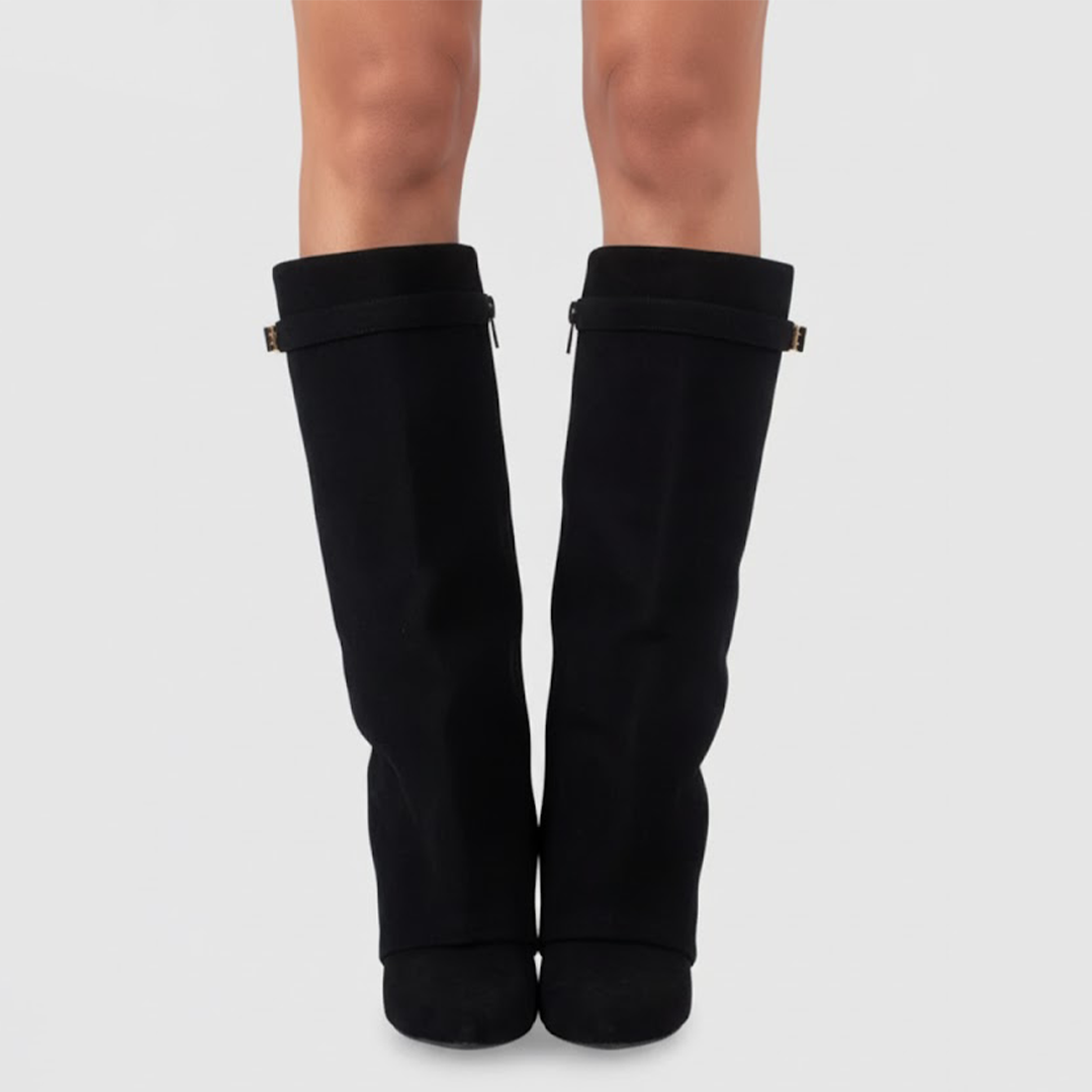 Lily | Women’s Black Over-the-Knee Boots With Buckle 1