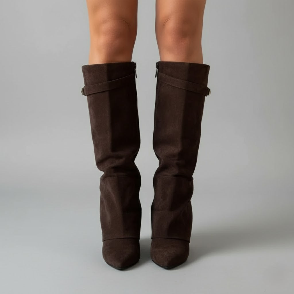 Lily | Women’s Black Over-the-Knee Boots With Buckle 6