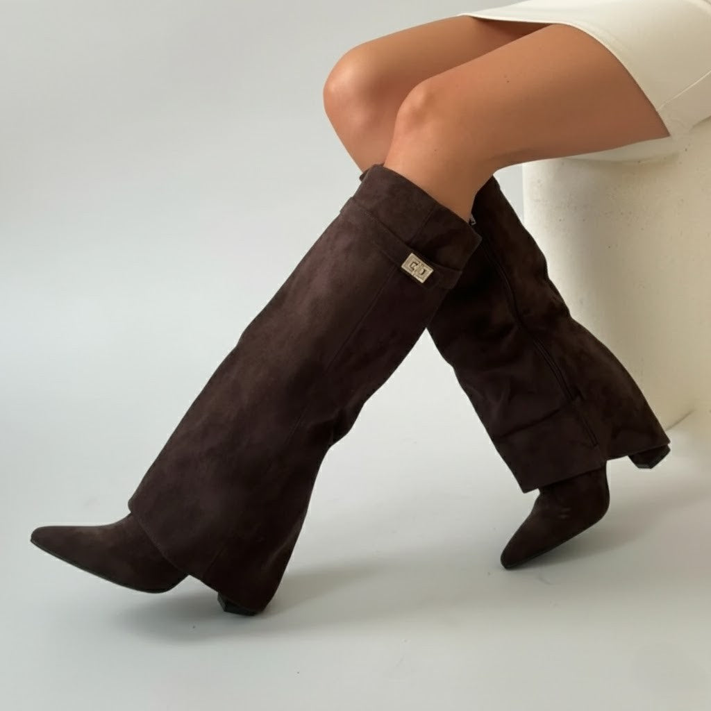 Lily | Women’s Black Over-the-Knee Boots With Buckle 7