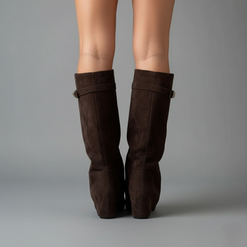 Lily | Women’s Black Over-the-Knee Boots With Buckle 8