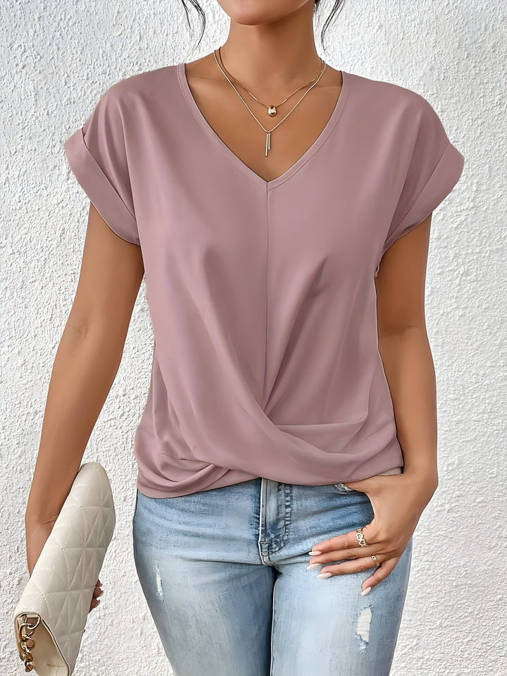 Maia | Twist Front V-Neck Top - Image 1