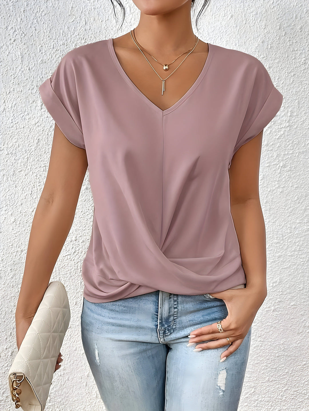 Maia | Twist Front V-Neck Top - Image 8