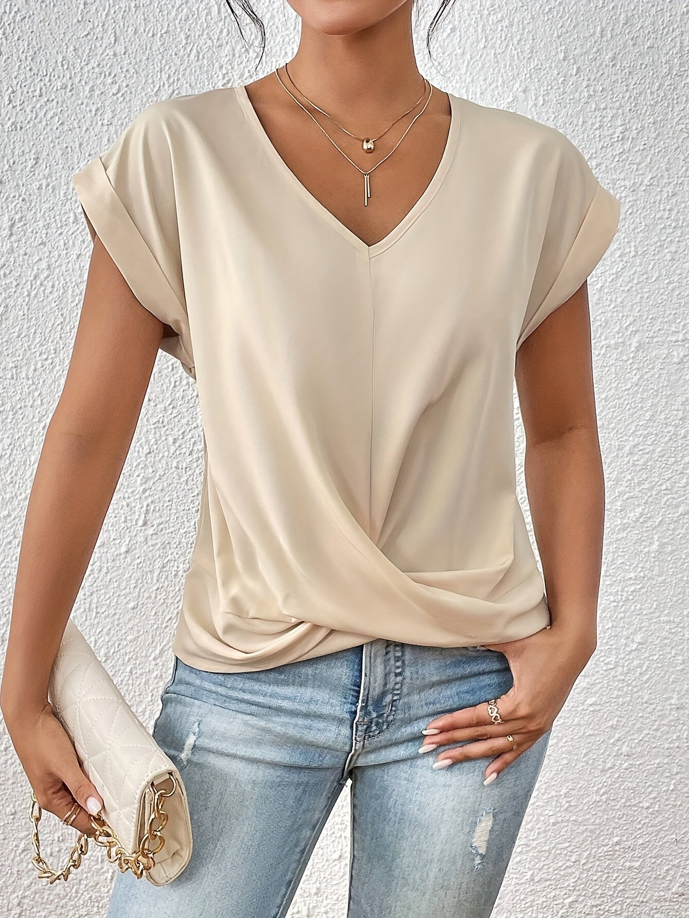 Maia | Twist Front V-Neck Top - Image 7
