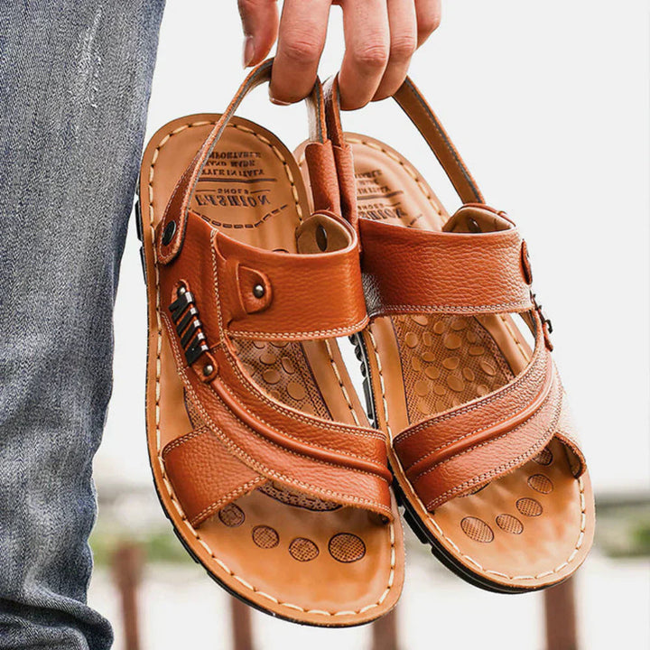 Men's Breathable Leather Sandals | Supportive Adjustable Summer Footwear 0