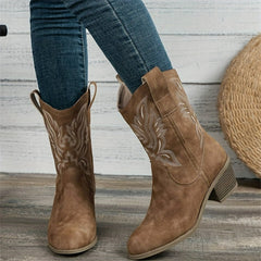 Mia | Women’s Wide Calf Mid-Calf Cowgirl Boots With Embroidered Shaft 1
