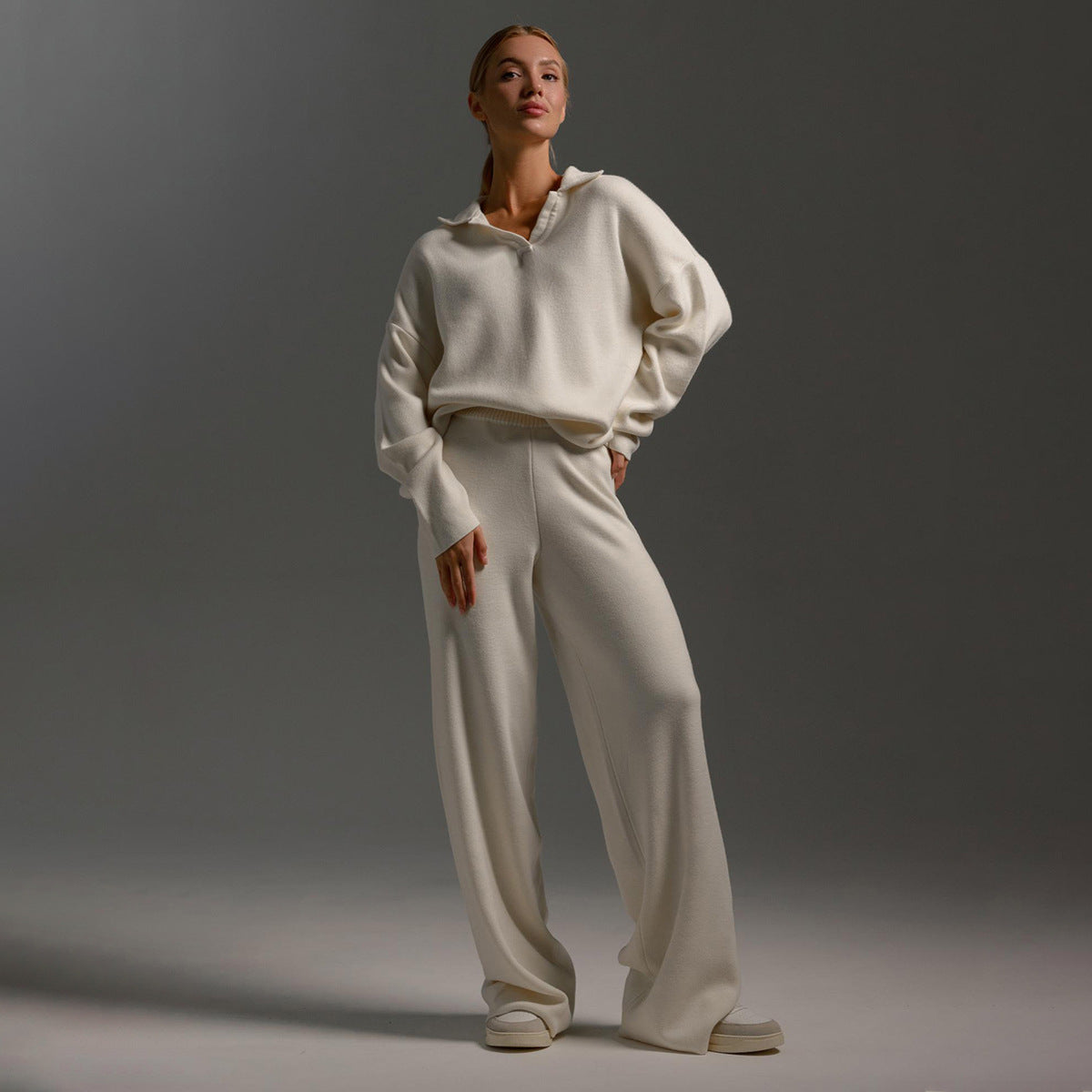 Hannah | Women’s Collared Two Piece Relaxed Fit Lounge Set - Image 1