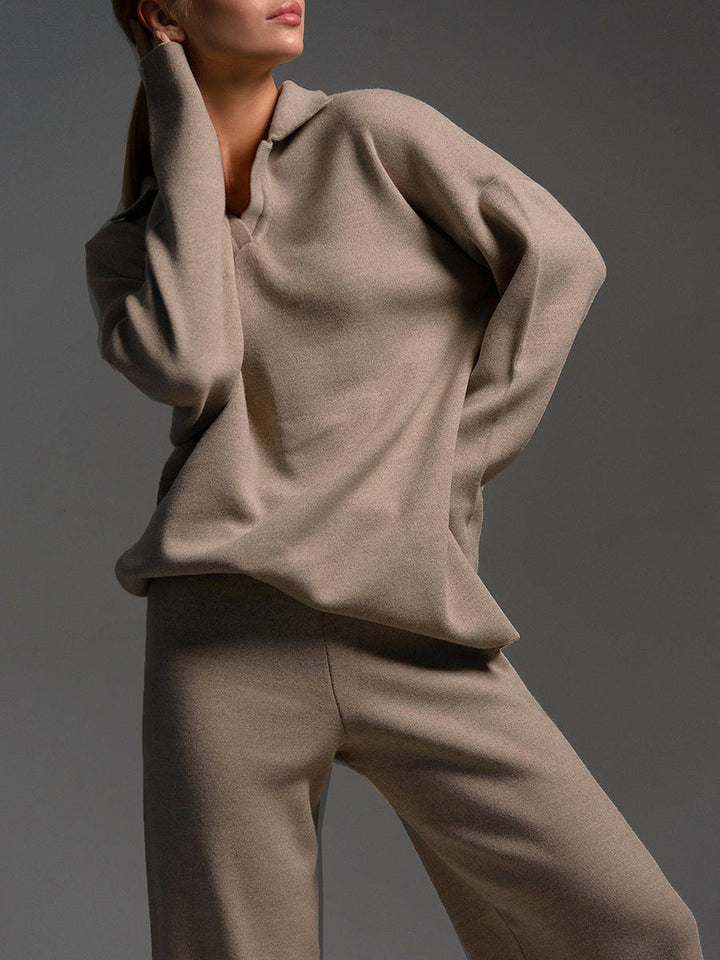 Hannah | Women’s Collared Two Piece Relaxed Fit Lounge Set - Image 8
