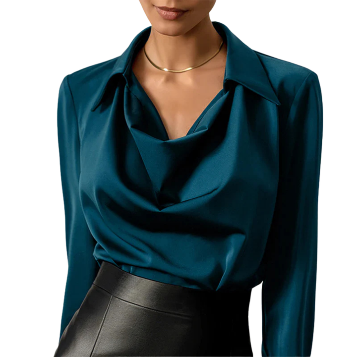 Tessa | Women’s Modern Long Sleeve Satin  Blouse - Image 1
